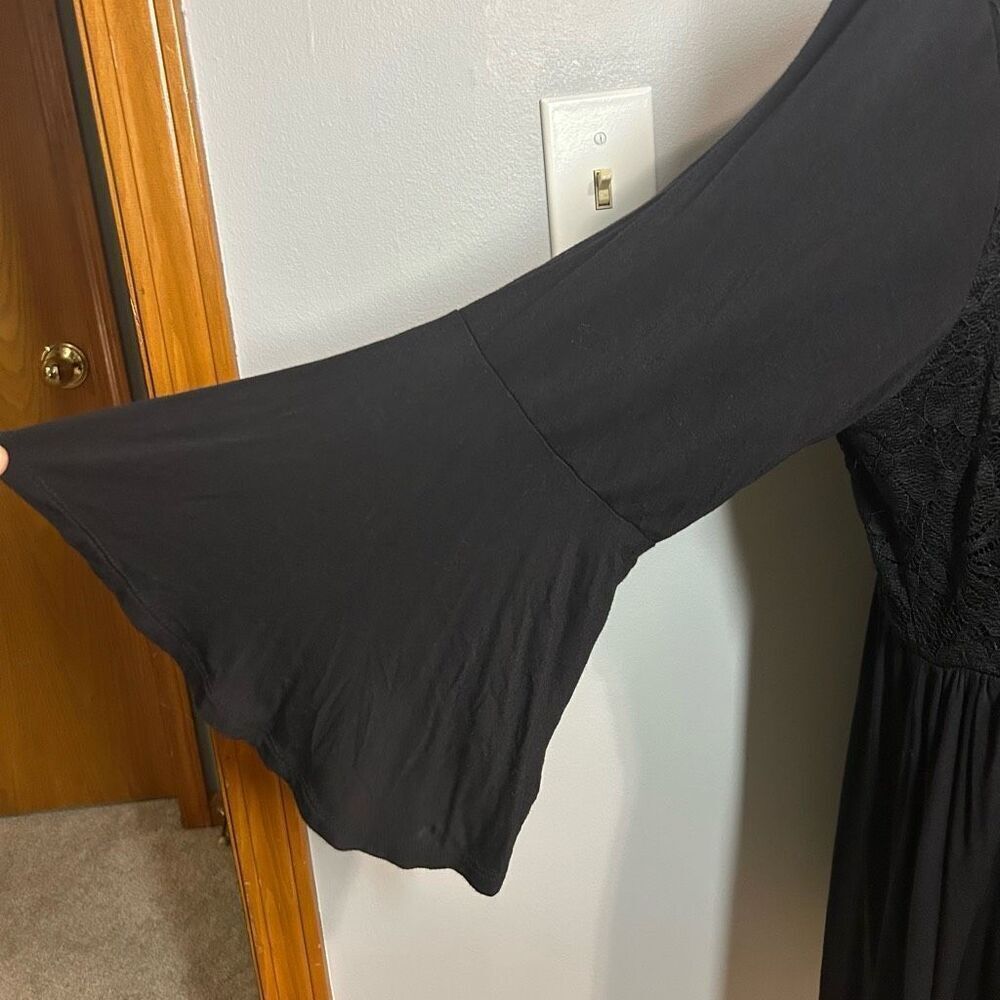 Torrid Super Soft Knit babydoll lace bell sleeve bohemian v neck black top size - Picture 4 of 11